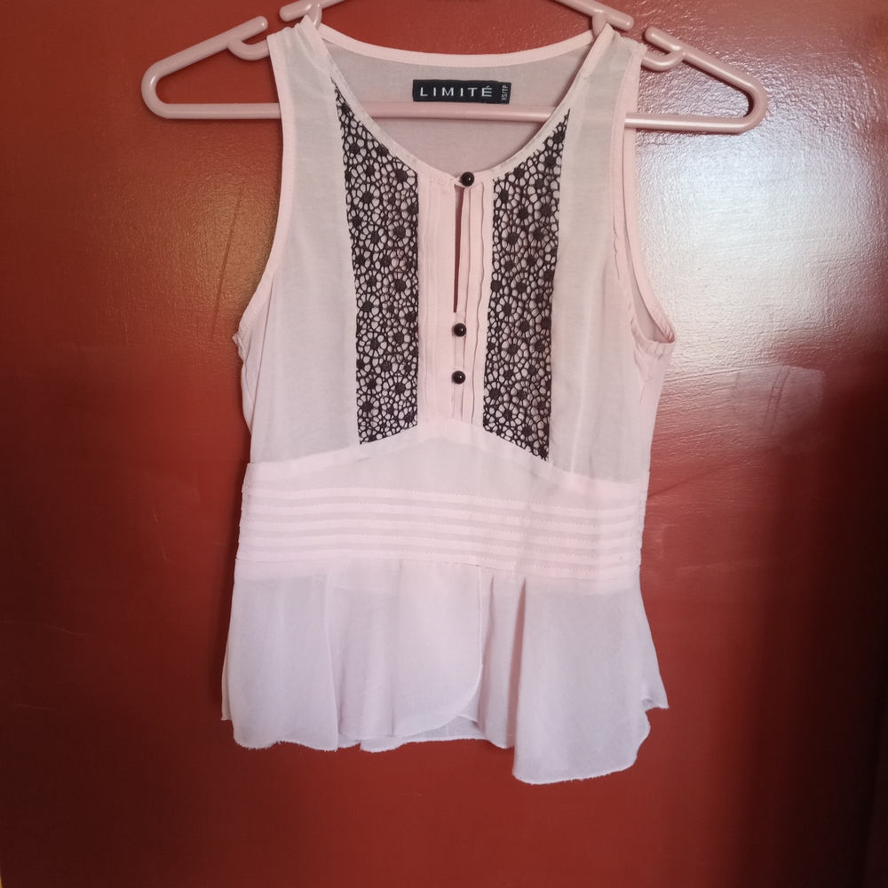 The Limited Light Pink and Black Tank Top